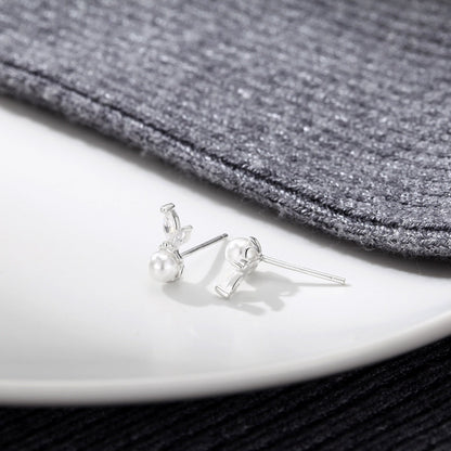 S999 Sterling Silver Pure Silver Stud Earrings Female Water Drop Ear-caring Shell Pearls